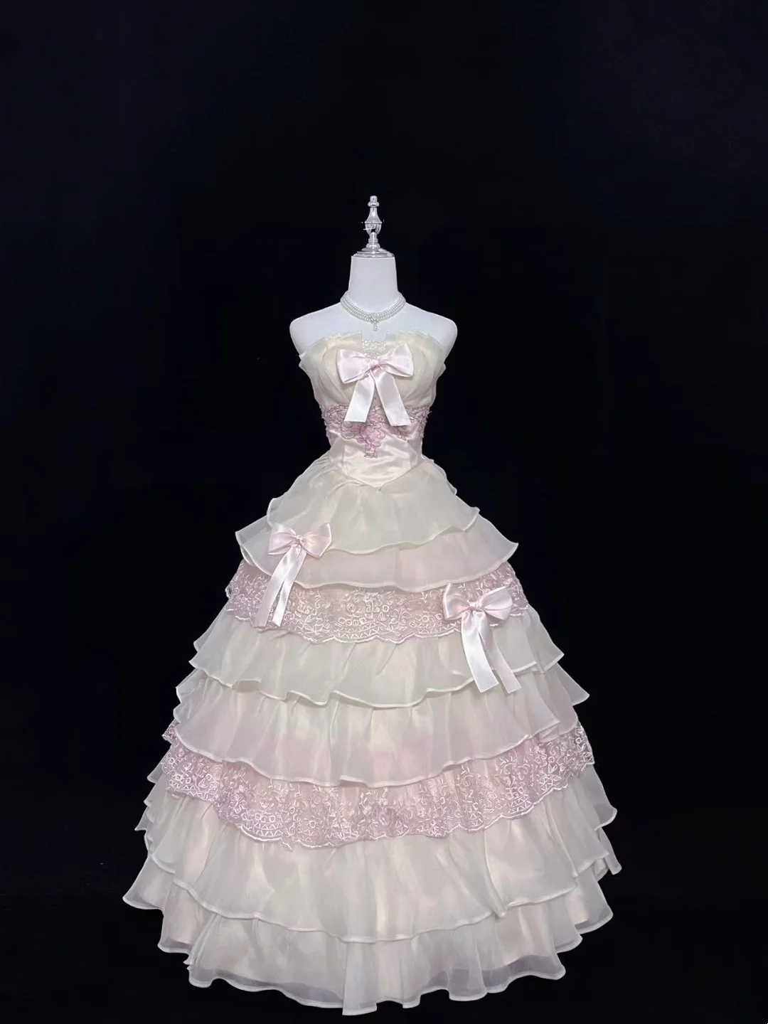 Robe de quinceañera rose à volants et à plusieurs épaisseurs, adorable robe de princesse J9379