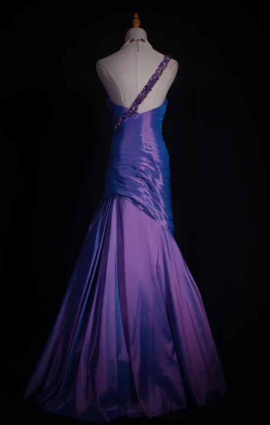 One Shoulder Mermaid Purple Long Prom Dresses Taffeta Evening Dresses J9434