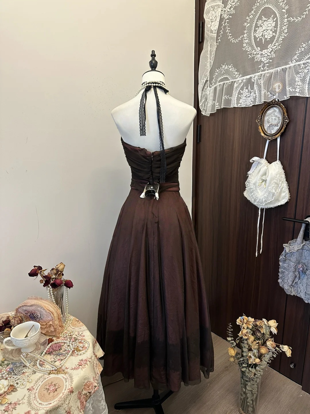 Trägerloses silbernes Vintage-Abendkleid, A-Linie, Geburtstagskleid J9370