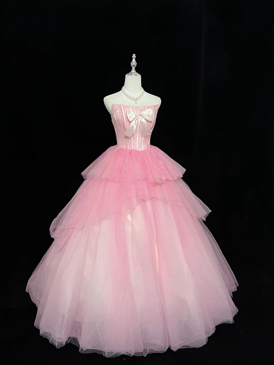 Ball Gown Pink Prom Dress With Blow Tulle Sweet 16 Birthday Dress J9539