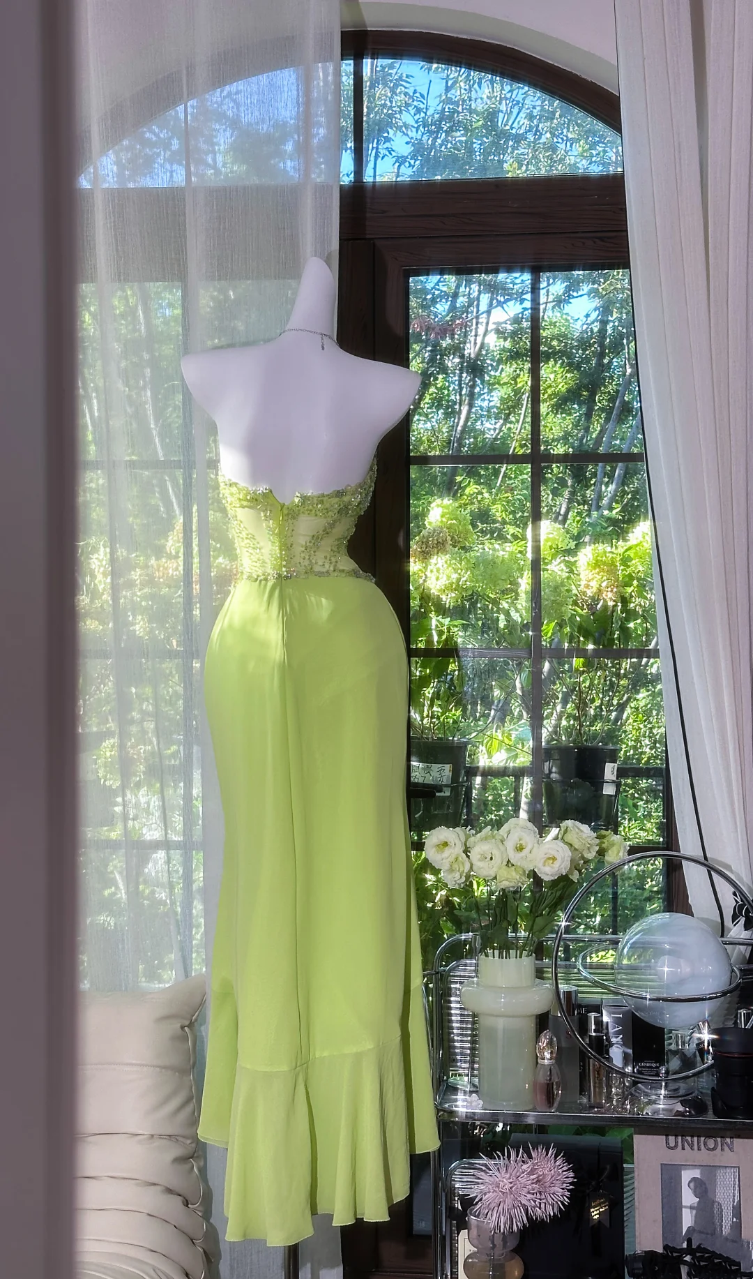 Strapless Ruffled Chiffon Prom Dress Sequin Party Dress J9545