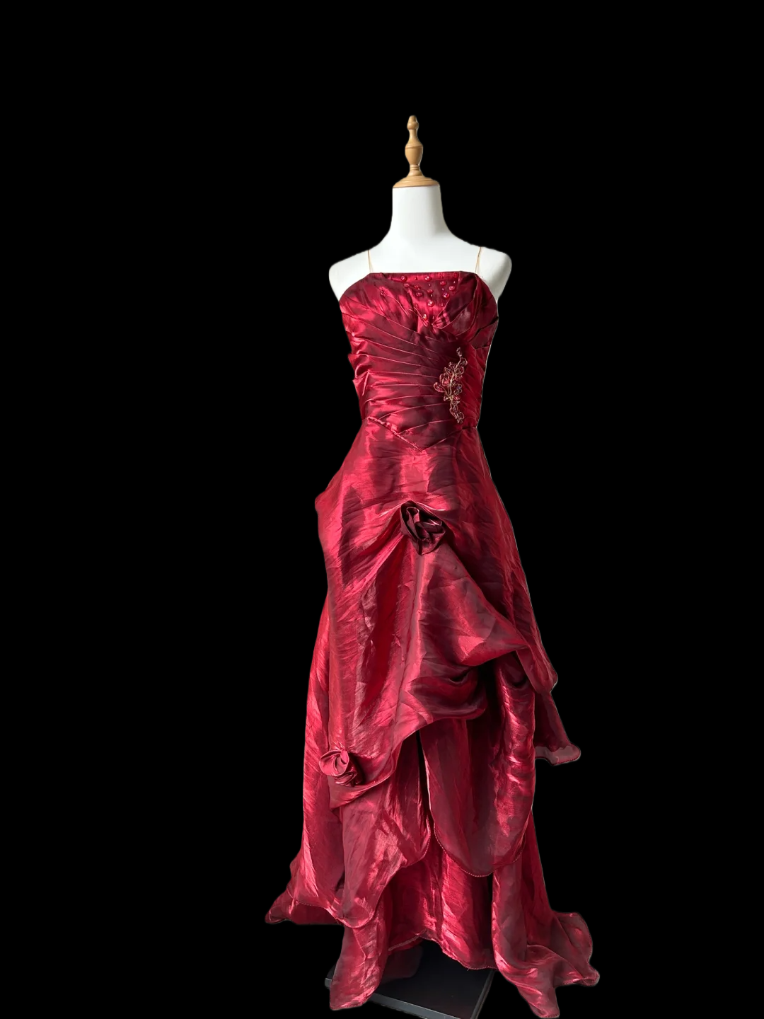 Strapless Burgundy Retro Prom Dress A Line Formal Dress J9577