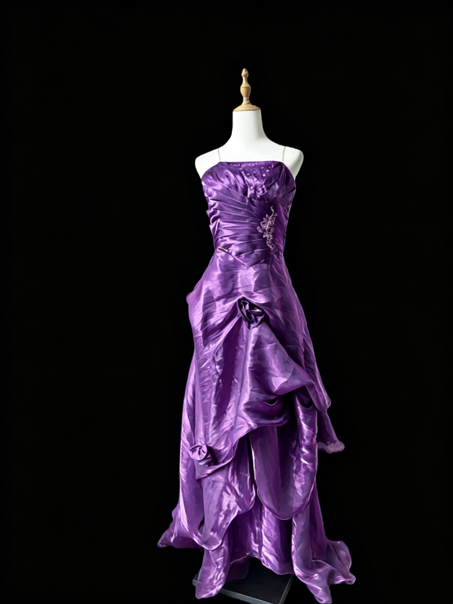Strapless Burgundy Retro Prom Dress A Line Formal Dress J9577