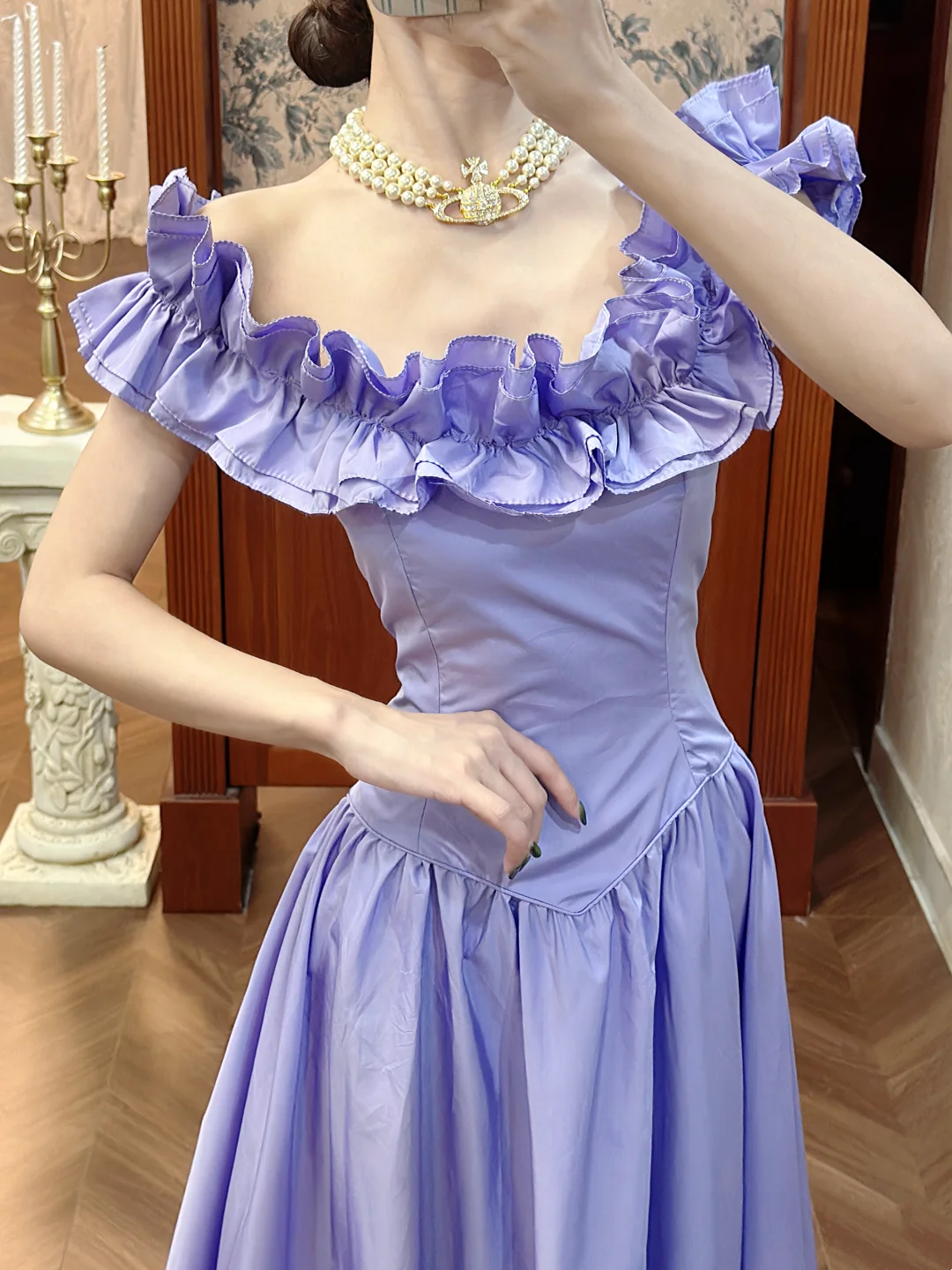 Off The Shoulder Lilac Prom Dress A Line Ruffled Formal Dress J9622
