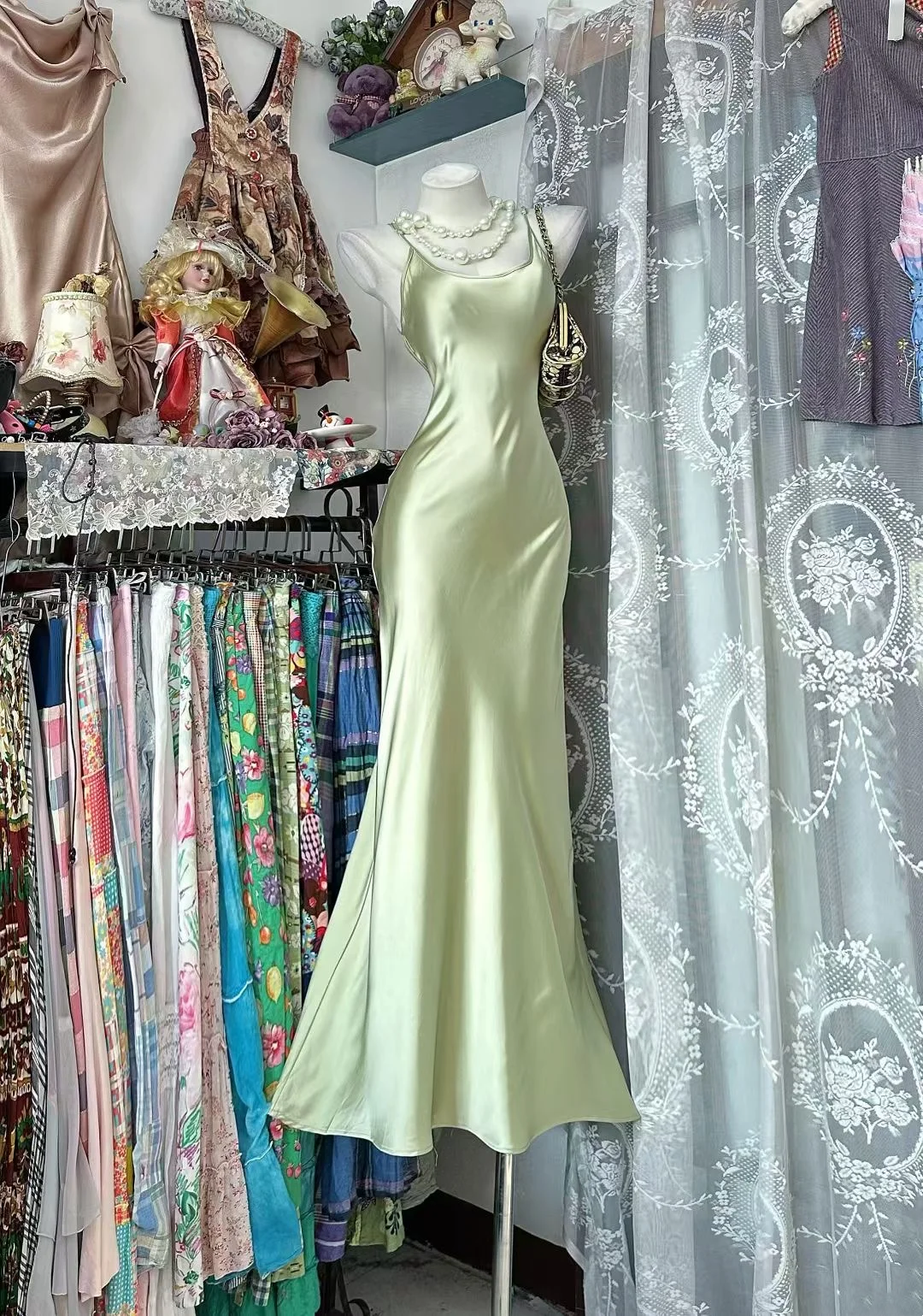 Green Satin Long Prom Dress Mermaid Evening Dress J9629