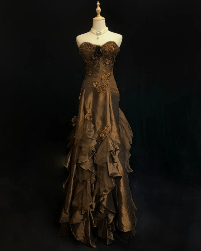 Sweetheart Green Ruffled Prom Dress Vintage Formal Evening Gown J9726