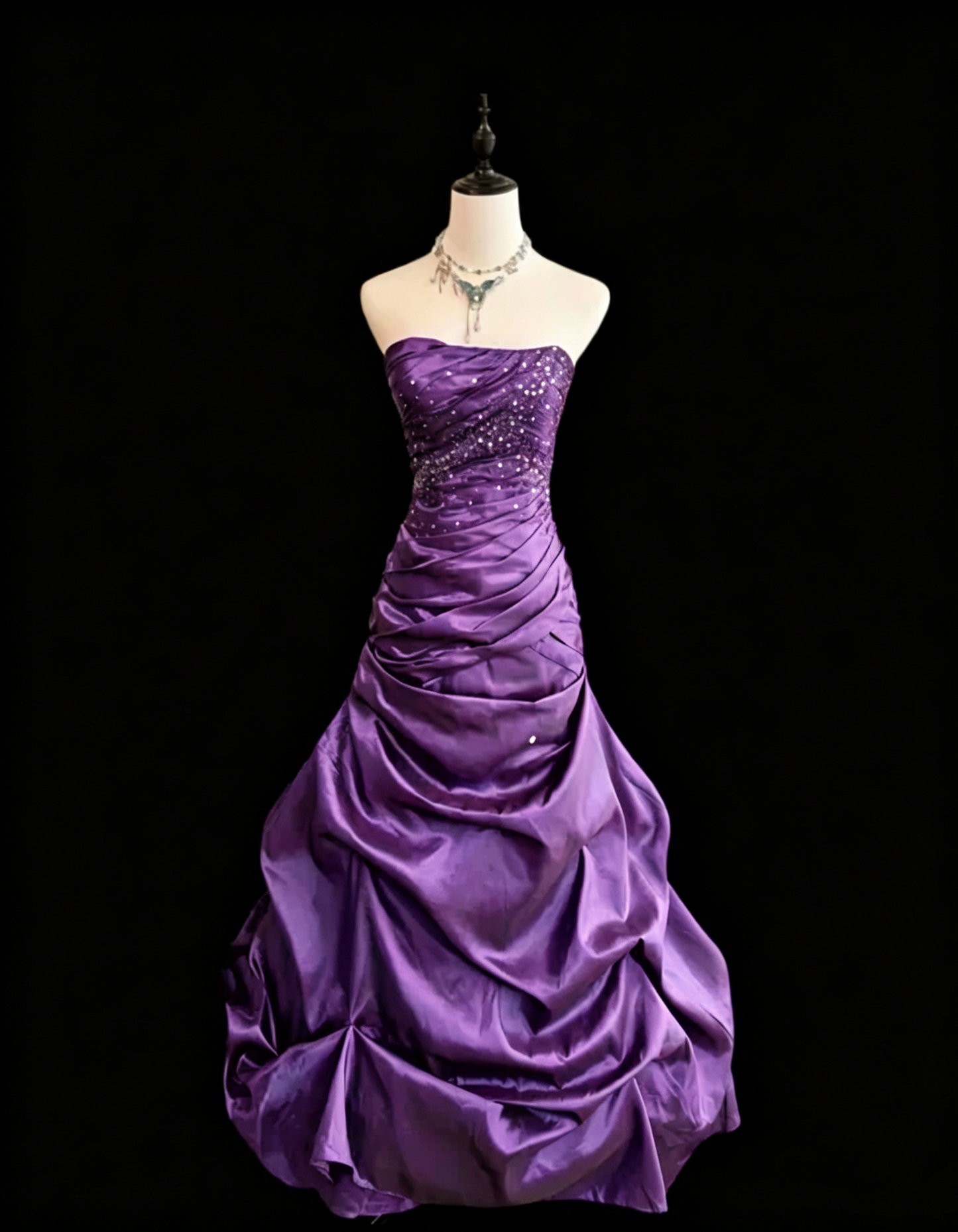 Strapless Navy Blue Mermaid Prom Dress Vintage Birthday Dress J9841