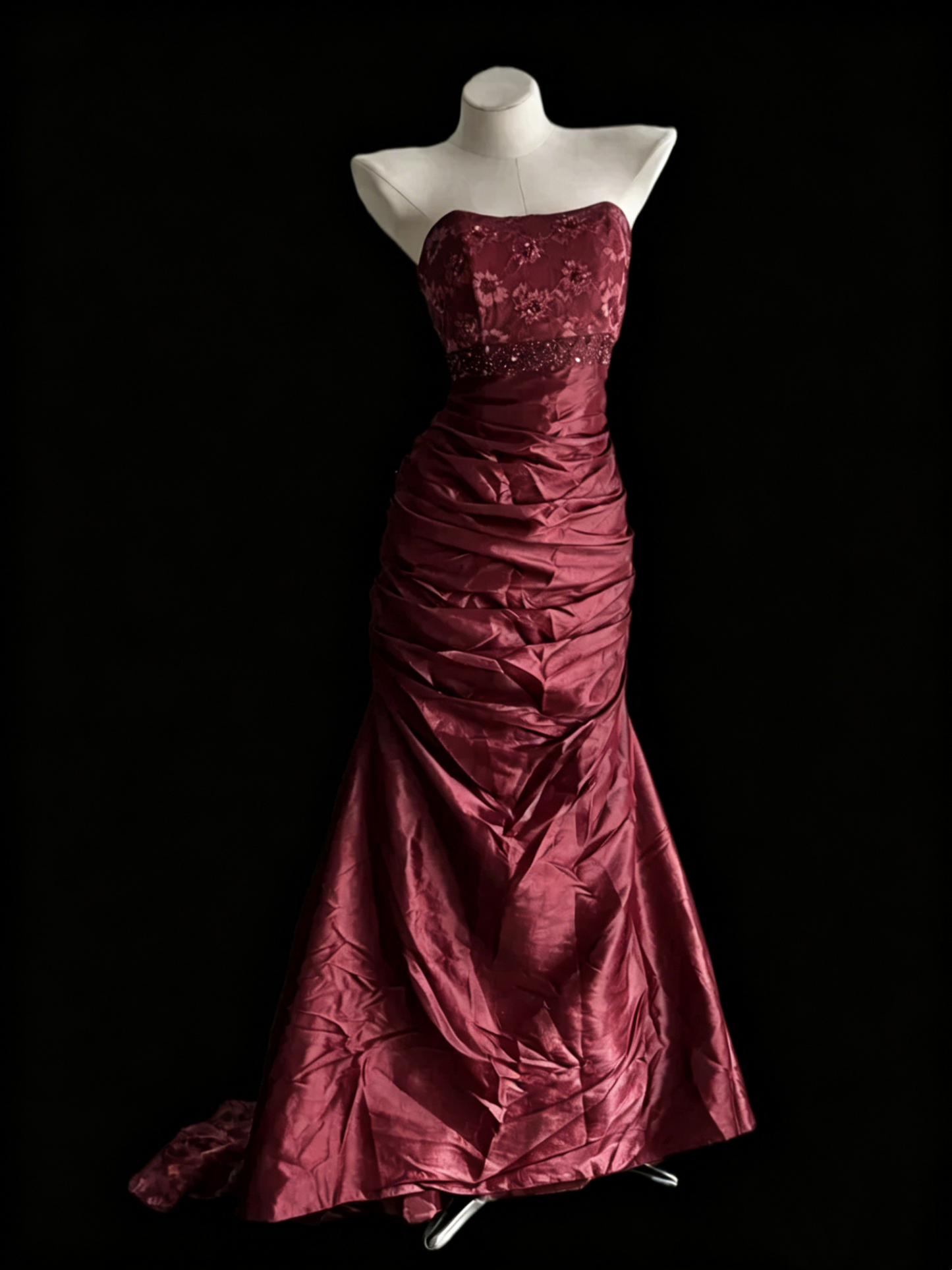 Robe de bal bustier violette en satin avec appliques, robe de soirée formelle J9413