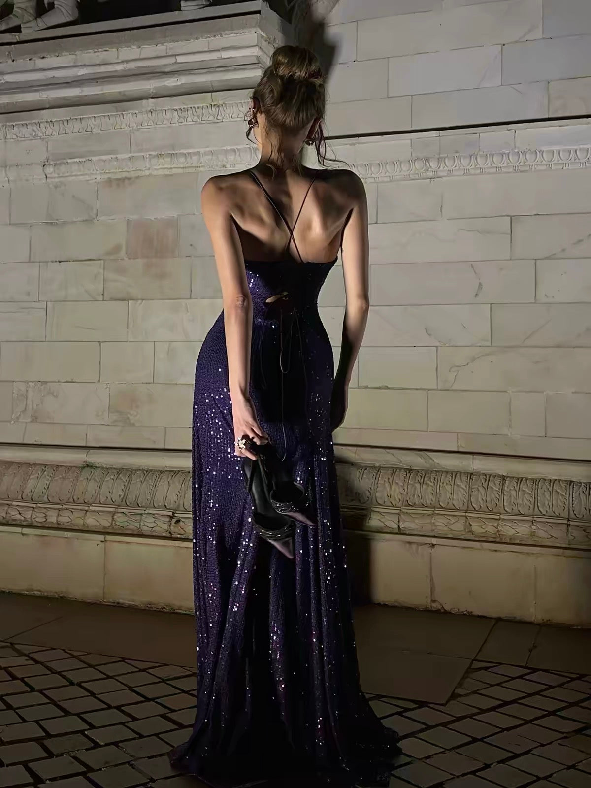 Trägerloses silbernes Vintage-Abendkleid, A-Linie, Geburtstagskleid J9370
