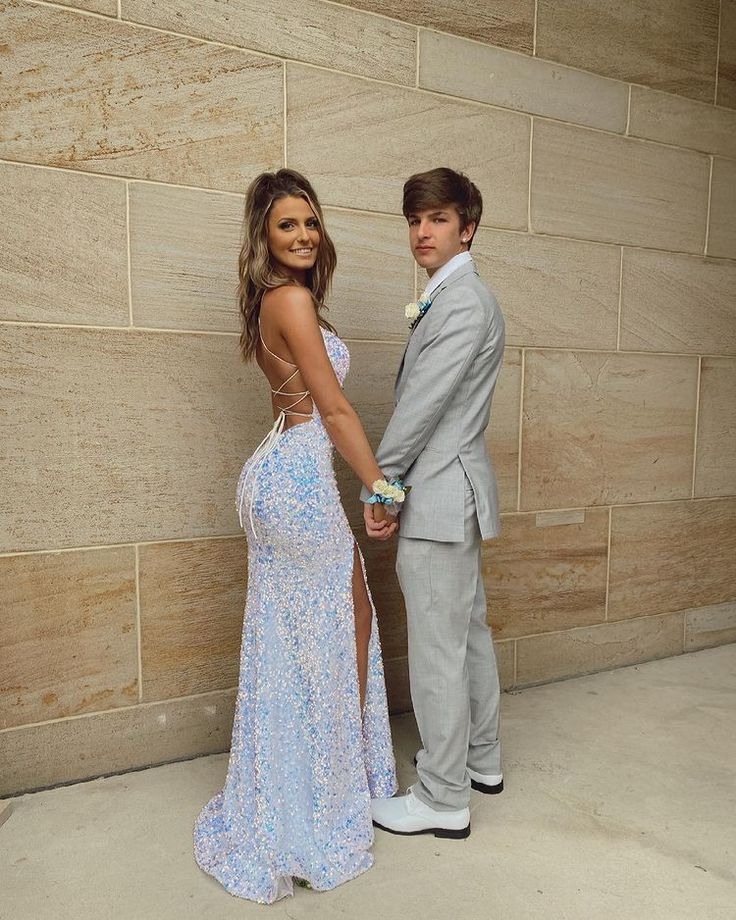 Robe de bal longue sirène blanche à paillettes, robe de soirée formelle scintillante avec fente 2490