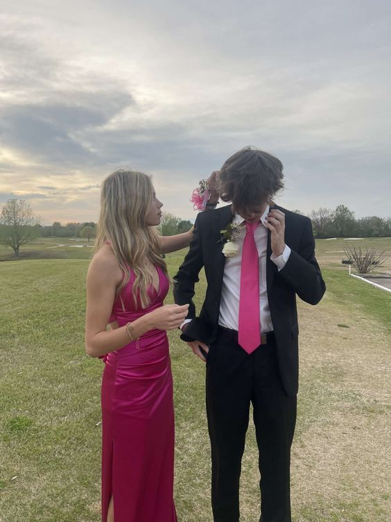 Hot Pink Etui Langes Ballkleid Satin Abendkleid Partykleid 2486