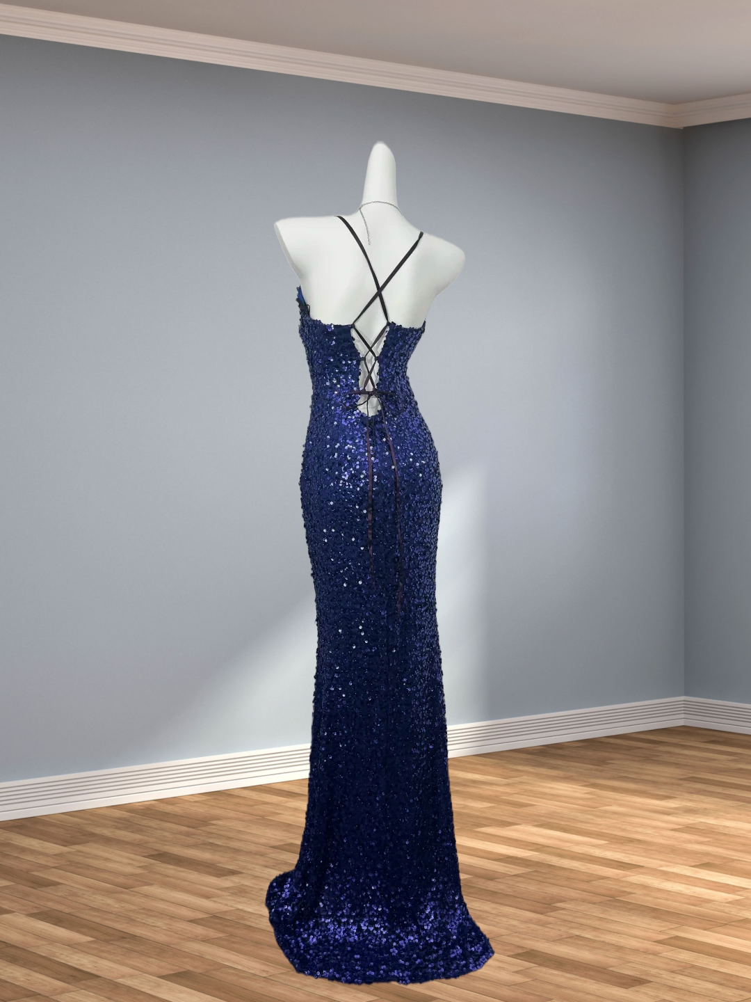 Trägerloses silbernes Vintage-Abendkleid, A-Linie, Geburtstagskleid J9370