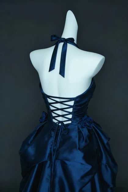 Robe de bal bustier violette en satin avec appliques, robe de soirée formelle J9413
