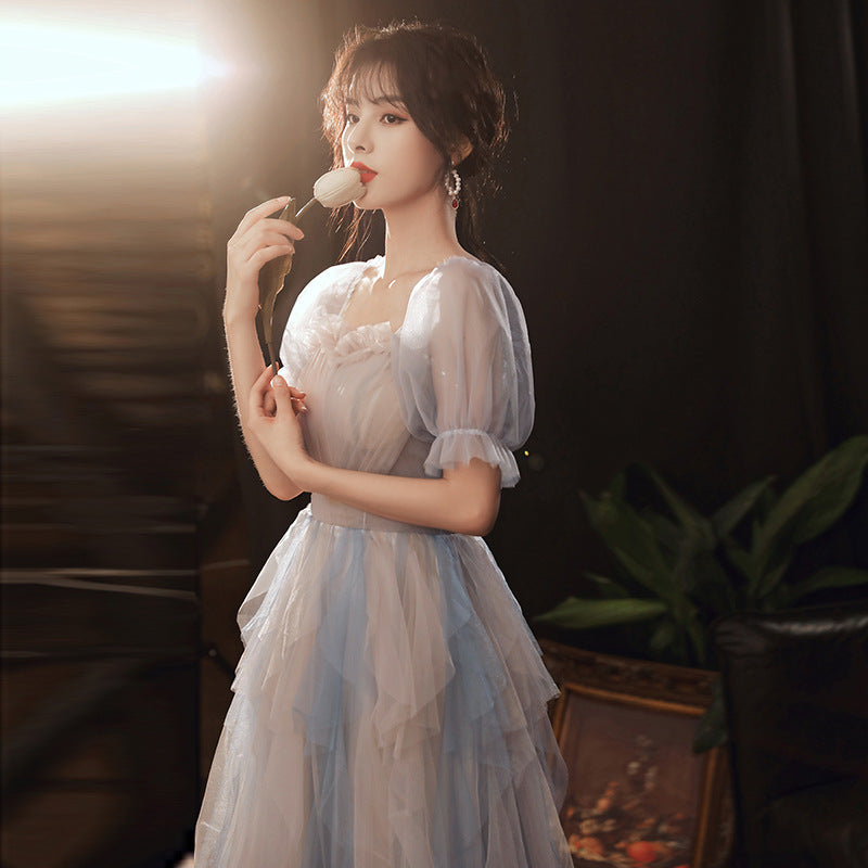 Pink A Line Tulle Long Prom Dress Layered Formal Evening Gown 304