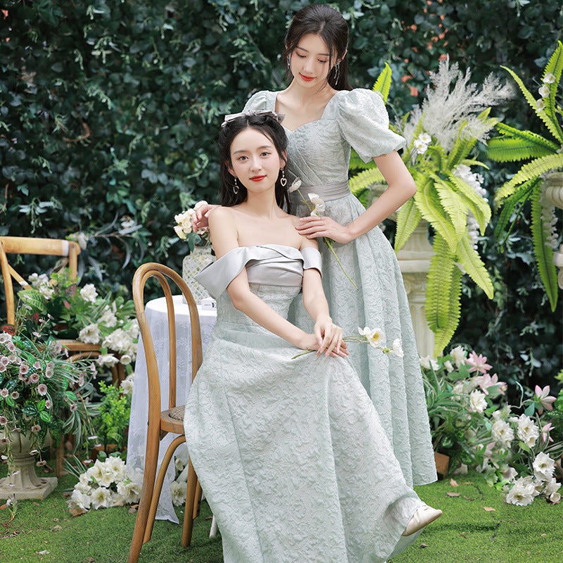 Robe de demoiselle d'honneur longue coupe trapèze, robe de soirée formelle, robe de soirée 531