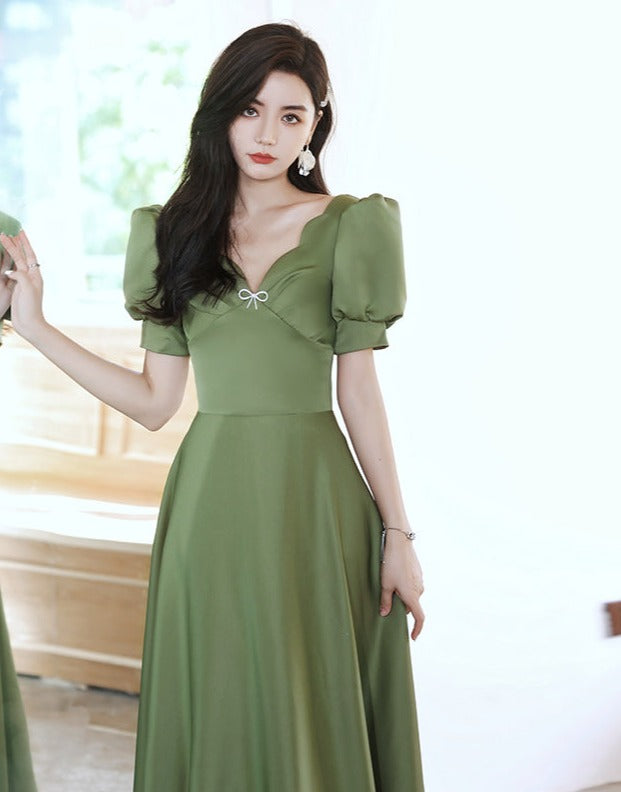 Robe de demoiselle d'honneur longue en satin, coupe trapèze, robe de soirée formelle, robe de soirée 545