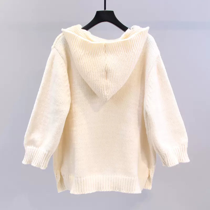 Pull à capuche épais et rétro pour femme, ample, automne et hiver, 726