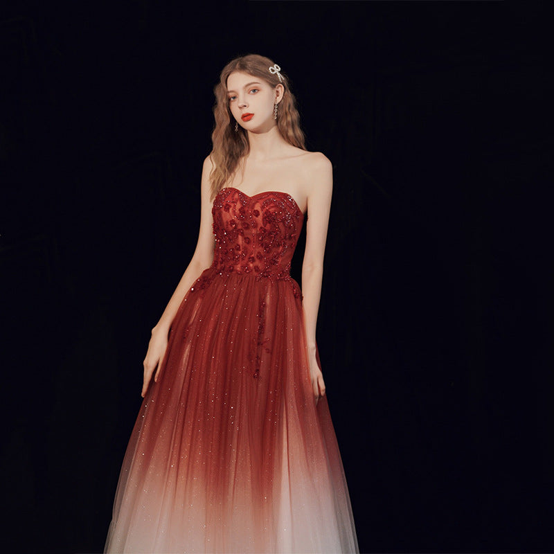 One-Shoulder-Burgund-langes Abschlussball-Kleid-Schnür-Abend-Kleid 20