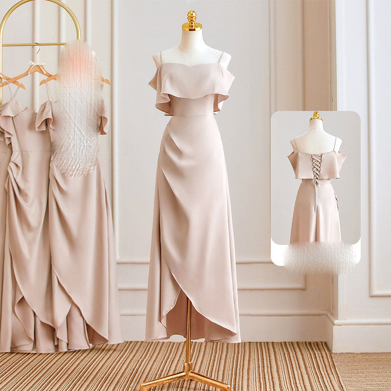 One-Shoulder-Burgund-langes Abschlussball-Kleid-Schnür-Abend-Kleid 20