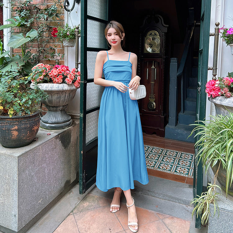 Robe d'été à bretelles fines de style français pour femme 822