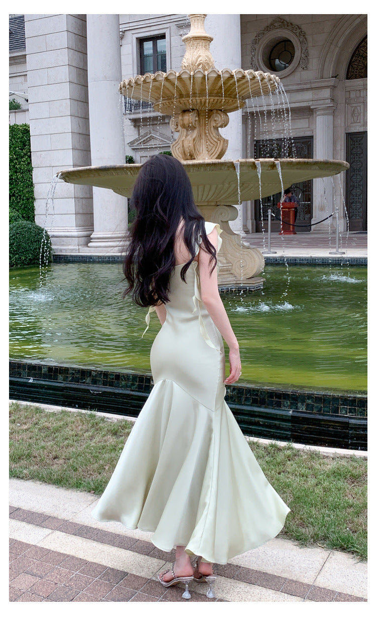 Robe sirène en satin féerique, robe de soirée longue, 1922