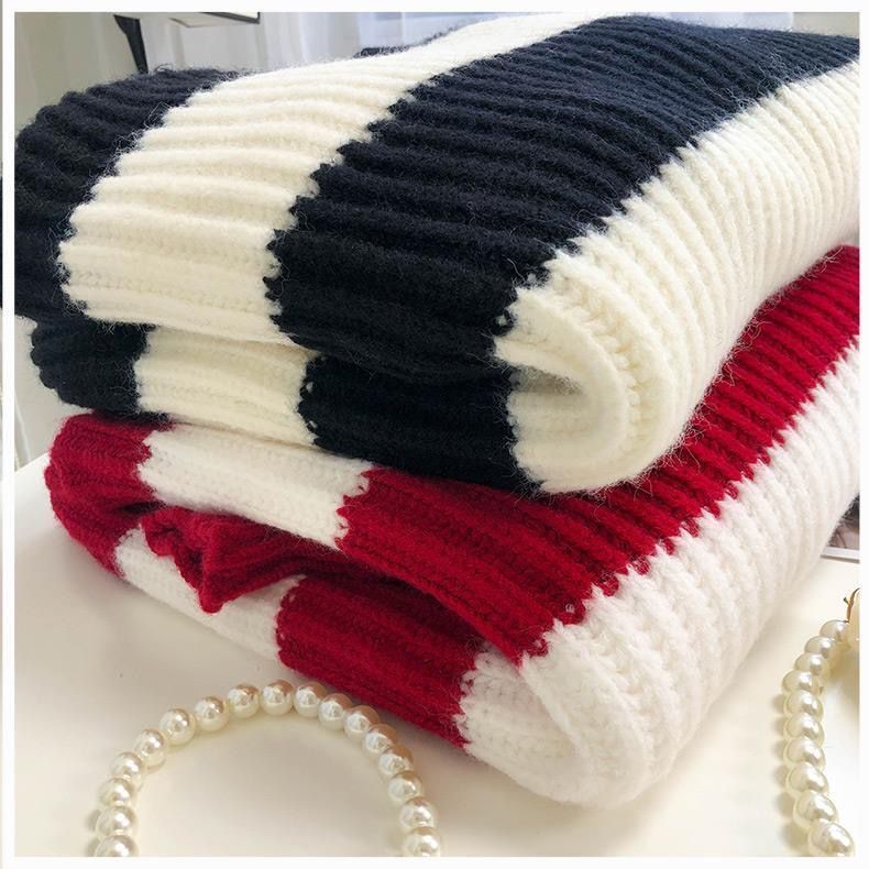 Pull rayé élégant et décontracté 1144