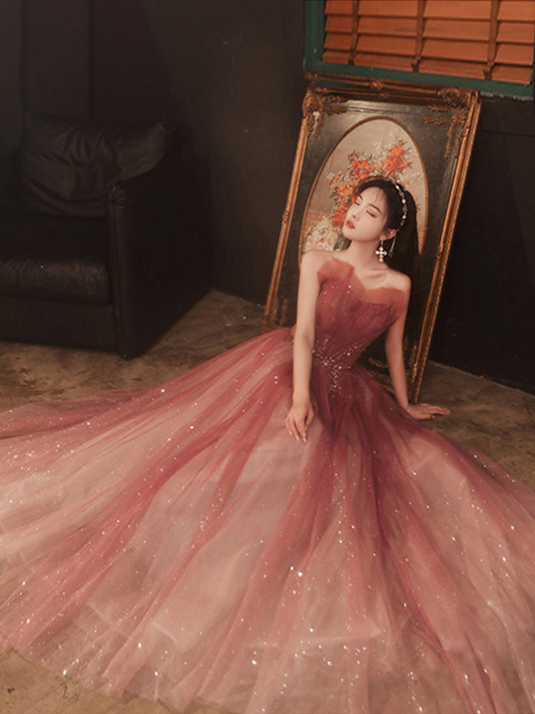 One-Shoulder-Burgund-langes Abschlussball-Kleid-Schnür-Abend-Kleid 20