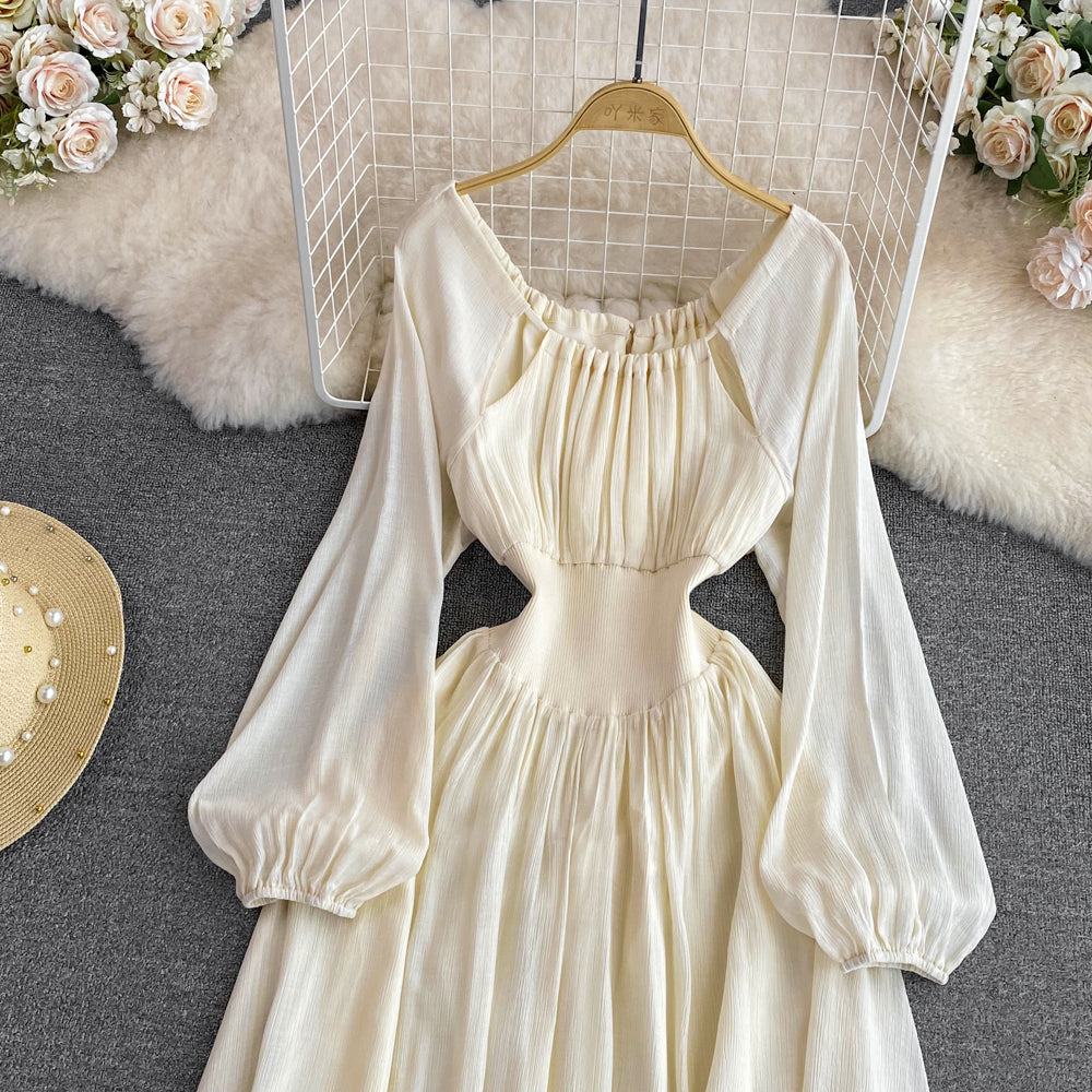 Sweet Fairy Long Dress Round Neck A Line Swing Dress Women 240 - JulyProm