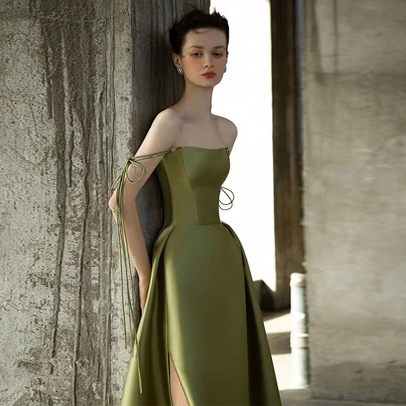 Green Long Prom Dress Stain A Line Evening Formal Gown 177 - JulyProm