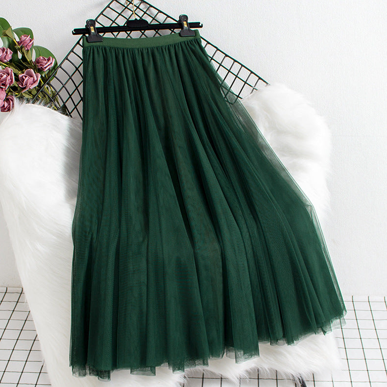 Jupe mi-longue taille haute en maille pour femme, coupe trapèze, 732