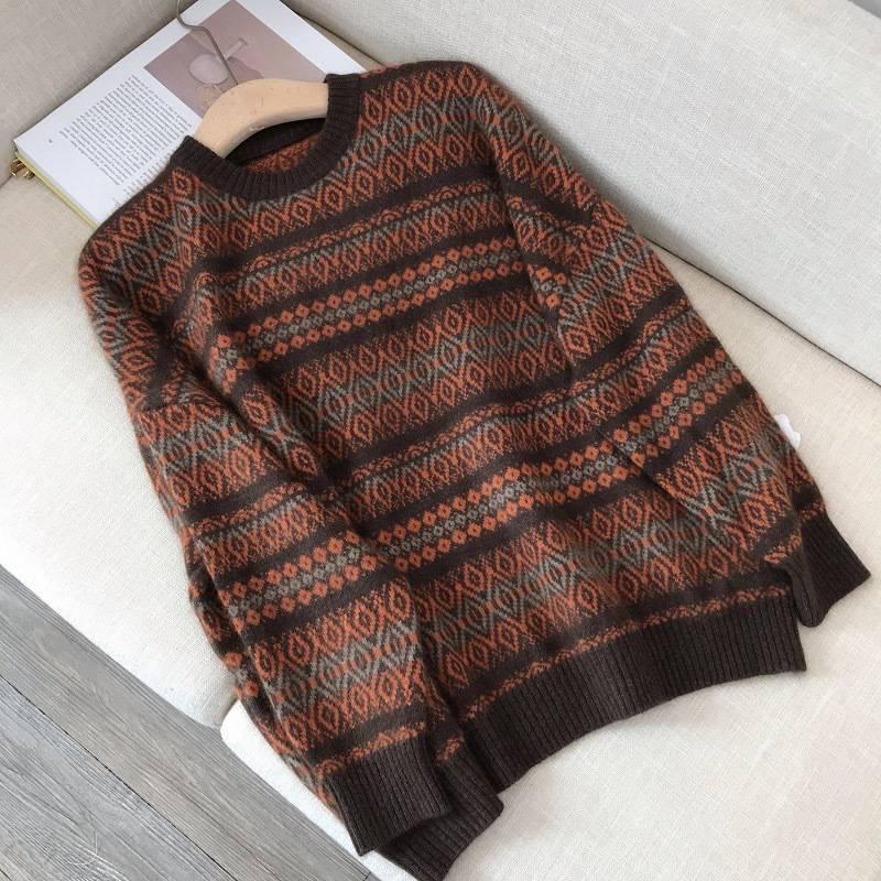 Cardigan tricoté rétro à col en V, couleur assortie, veste pull douce, printemps-automne 1143