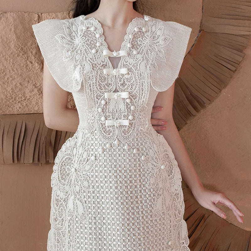 Sommer-Spitzenkleid für Damen, neues Design, kurzes Kleid 1319
