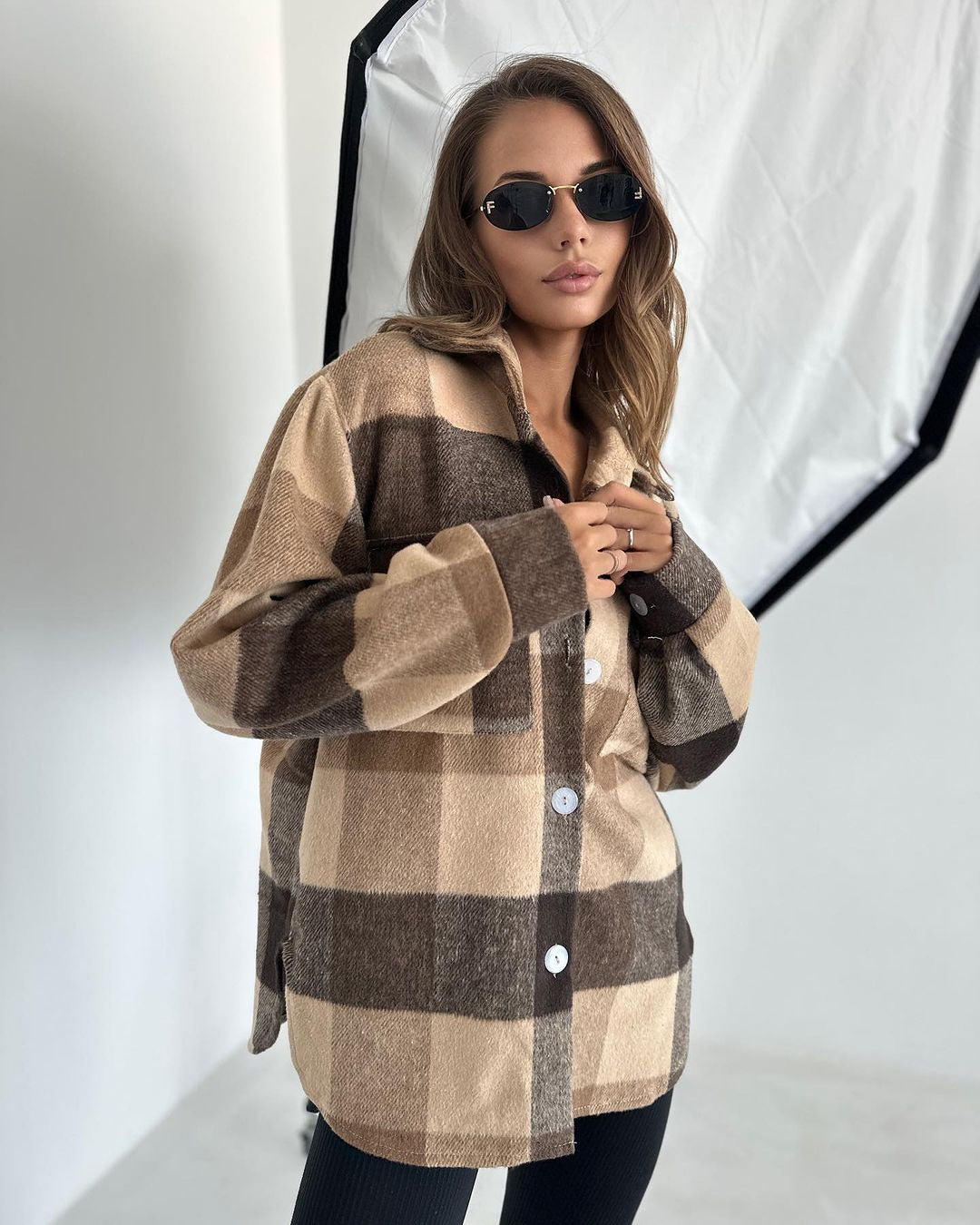 Cardigan décontracté à manches longues et chemise à carreaux 1899