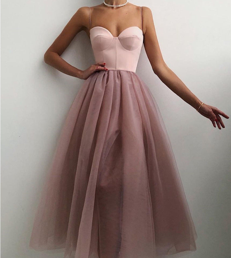 Spaghetti Strap Tulle Homecoming Dress Short Prom Dress Evening Gown 498