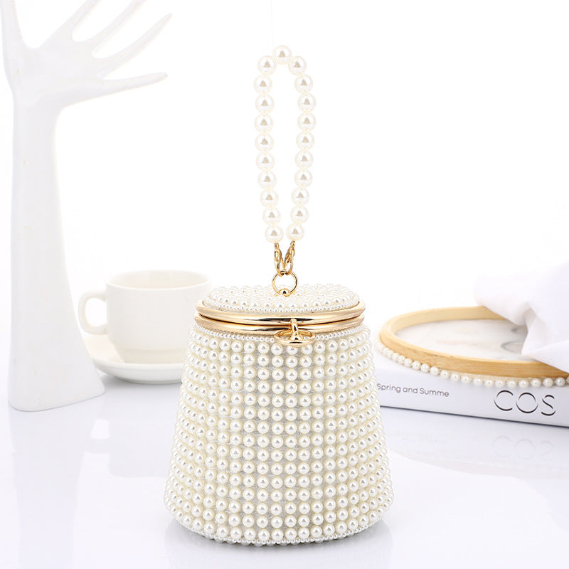 New Pearl Evening Bag Prom Mini Handbag Diy Pearl Bucket Bag 1754