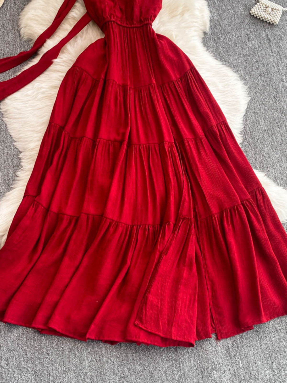 Sleeveless Halter Dress Backless Ruffled Dress L52