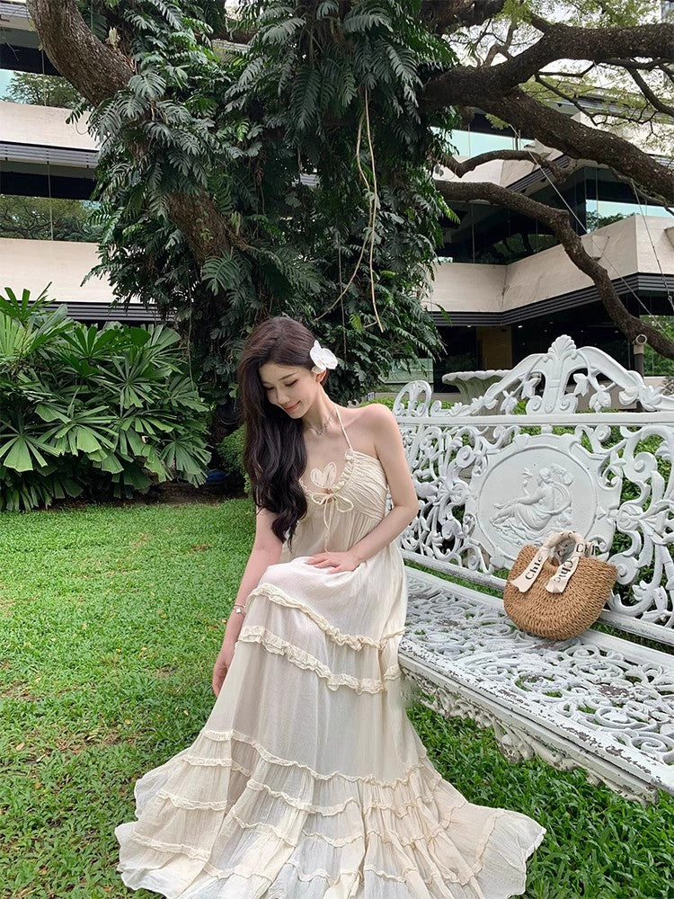 Neckholder-Kleid, sexy, rückenfreies Kuchen-Langkleid L3