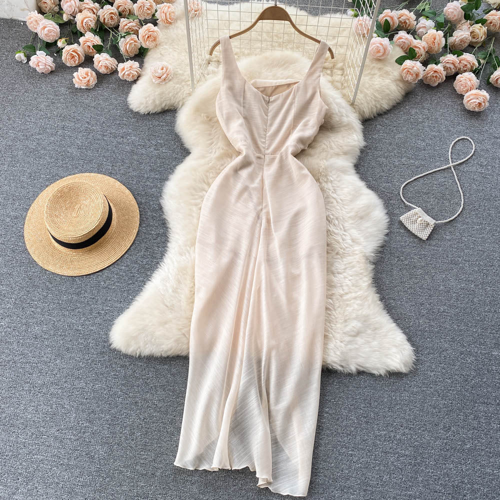 Spaghetti Strap Long Dress with Slit Summer Sexy Dress 287