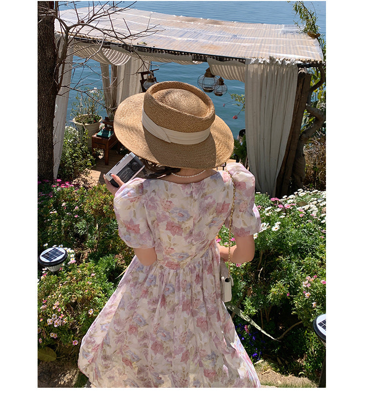 Robe d'été fleurie à col en V Fairy Dress 826