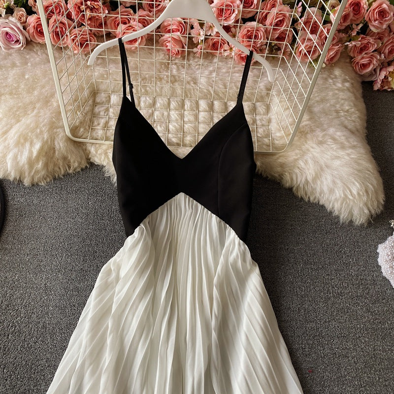 Nouvelle robe plissée dos nu à bretelles spaghetti Fairy Big Swing Dress 862