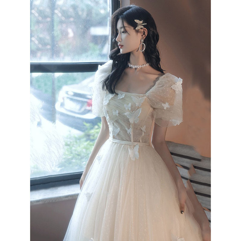 Champagne Fairy Princess Dress Sweet 16 Birthday Party Dress Butterfly Printed 164 - JulyProm