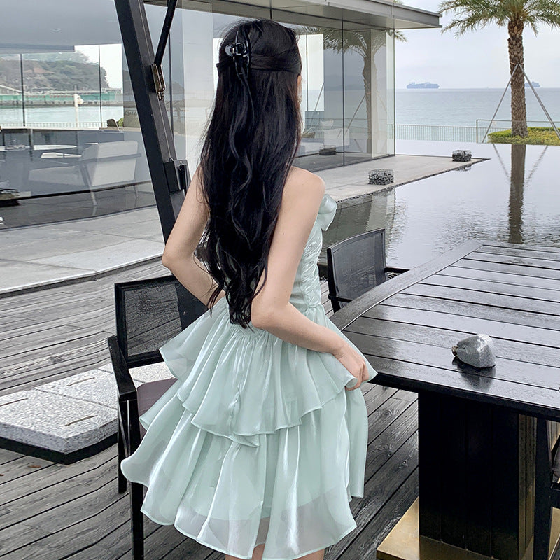 Robe bustier sans manches Fairy, jupe courte d'été pour la plage 823