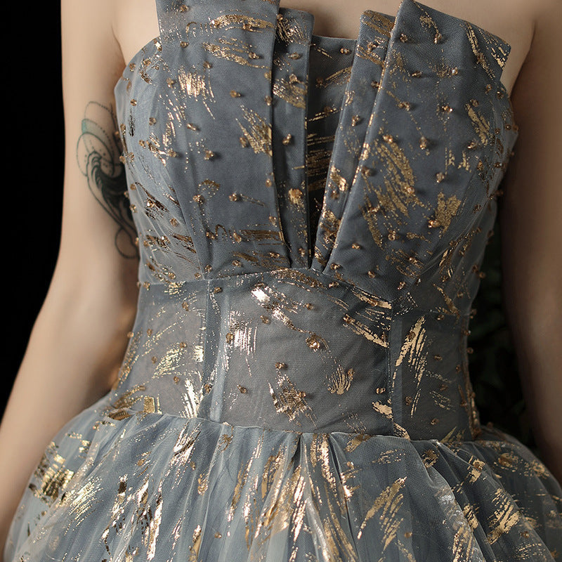 Strapless Gradient Long Prom Dress Bling Evening Formal Gown 159 - JulyProm