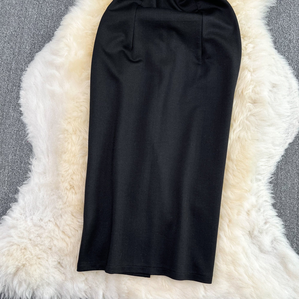 Robe fourreau mi-longue en dentelle avec fente Été 454