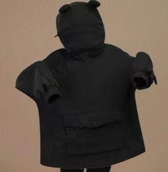 Pull polaire chic à capuche pour femme, motif grenouille, haut 330