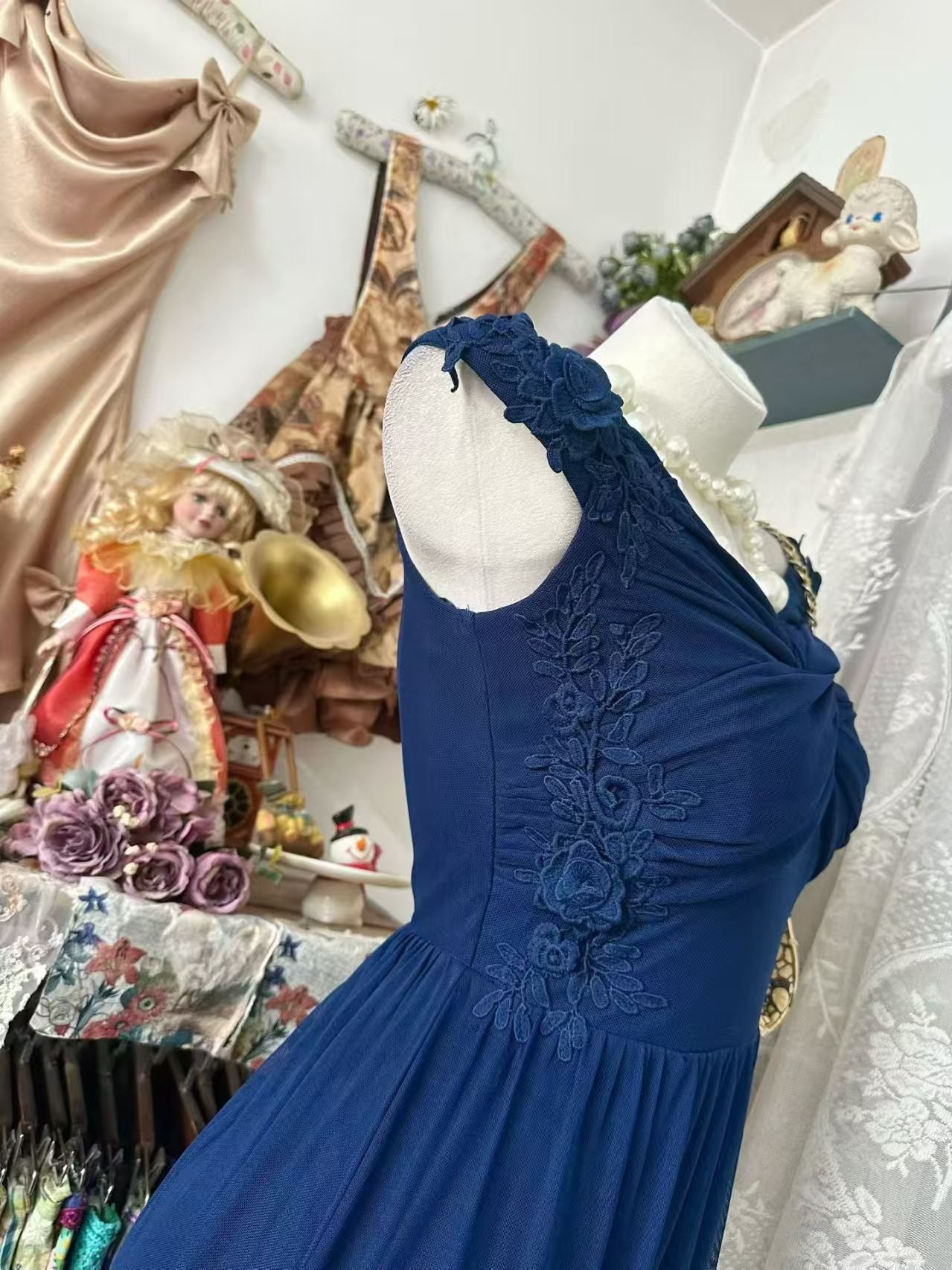 Off The Shoulder A Line Chiffon Wedding Guest Dress Formal Prom Dress J11017