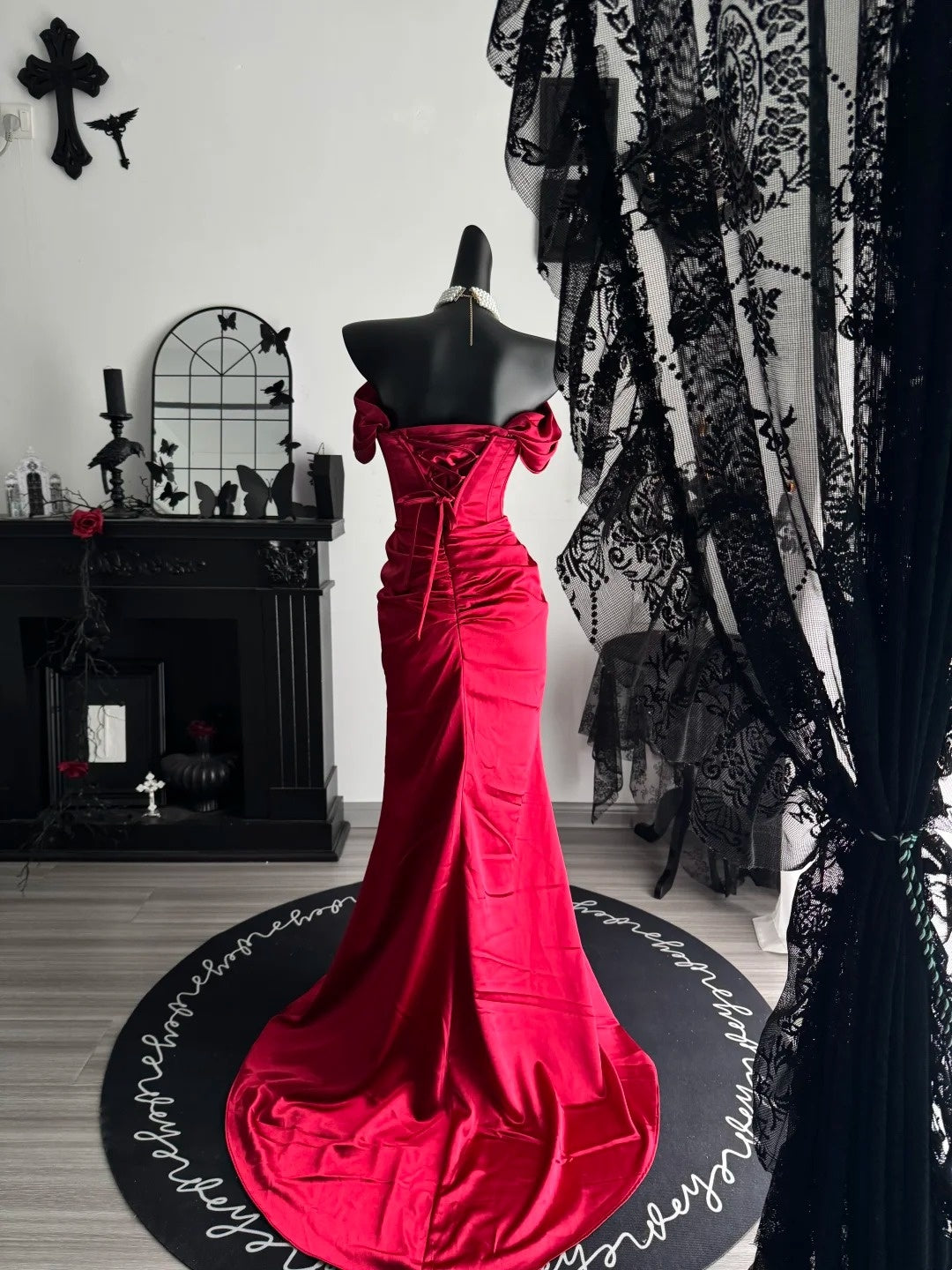 Robe de bal bustier violette en satin avec appliques, robe de soirée formelle J9413