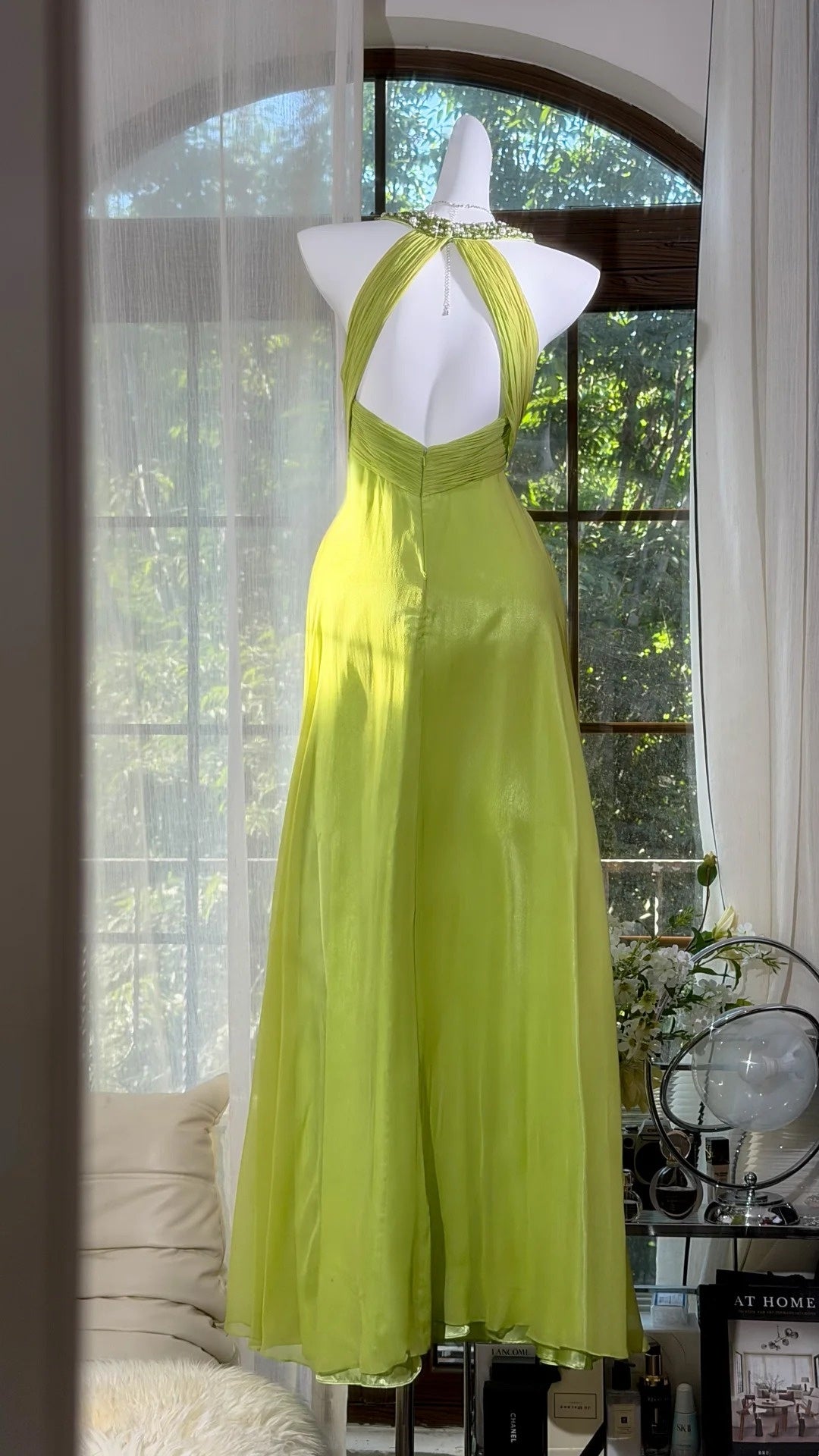 Open Back Retro Wedding Guest Dress A Line Evening Gown J10599