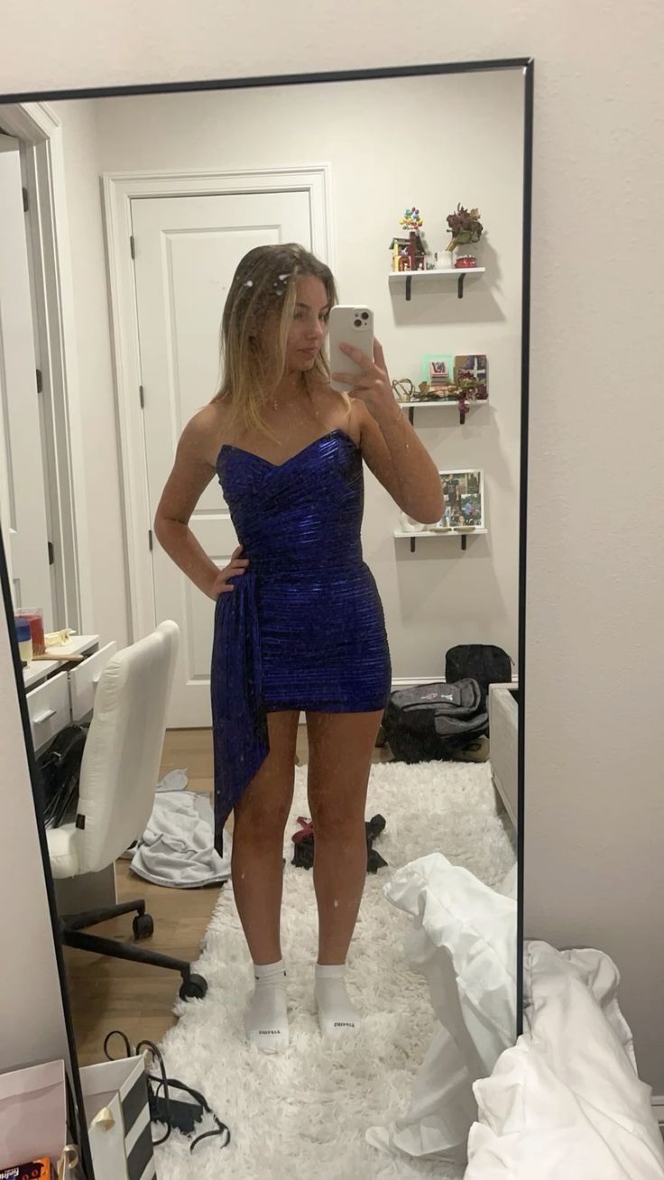 Pleated Royal Blue Sheath Homecoming Dress J10709