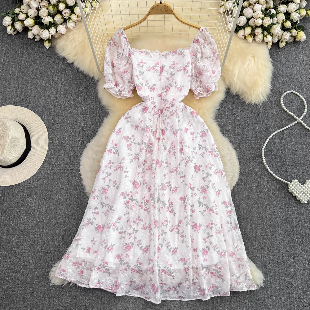 Cute Princess Summer Floral Dress French Long Dress 909